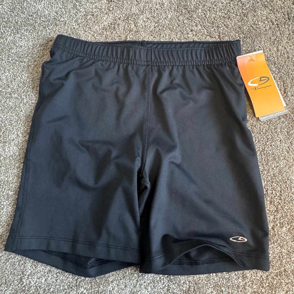 Champion Black compression/biker shorts size L girls NWT
